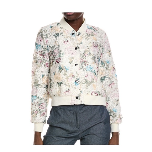 Nanette Lepore Floral Ivory Muti Color Lace Bomber Jacket, NWT - Picture 1 of 11